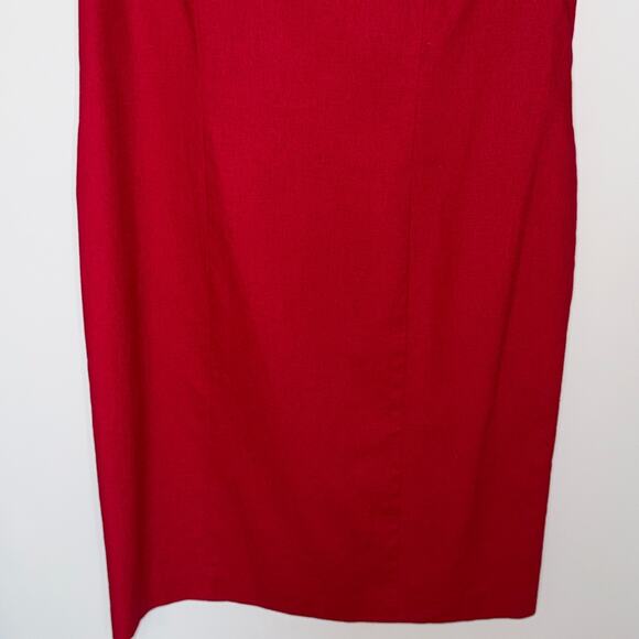 Chadwicks Womens Vtg Sheath Dress Size 14 Petite Red Linen Blend Short Sleeve - Picture 3 of 8